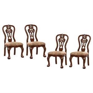 Wilson Traditional Wood Padded Dining Chair in Brown Cherry Set of 4