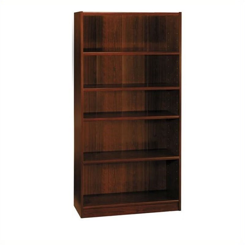 Home Square 5 Shelf Wood Bookcase Set in Vogue Cherry (Set of 2)