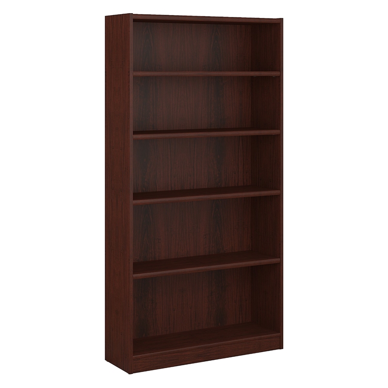 Home Square 5 Shelf Wood Bookcase Set in Vogue Cherry (Set of 2)