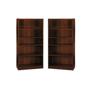 home square 5 shelf wood bookcase set in vogue cherry (set of 2)