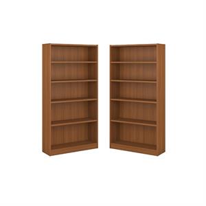 home square 5 shelf wood bookcase set in royal oak (set of 2)