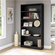 Home Square 5 Shelf Wood Bookcase Set in Classic Black (Set of 2)