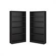 Home Square 5 Shelf Wood Bookcase Set in Classic Black (Set of 2)