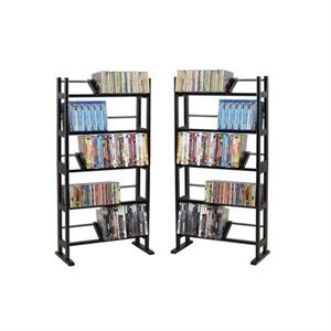 home square 2 piece solid wood media rack set in espresso
