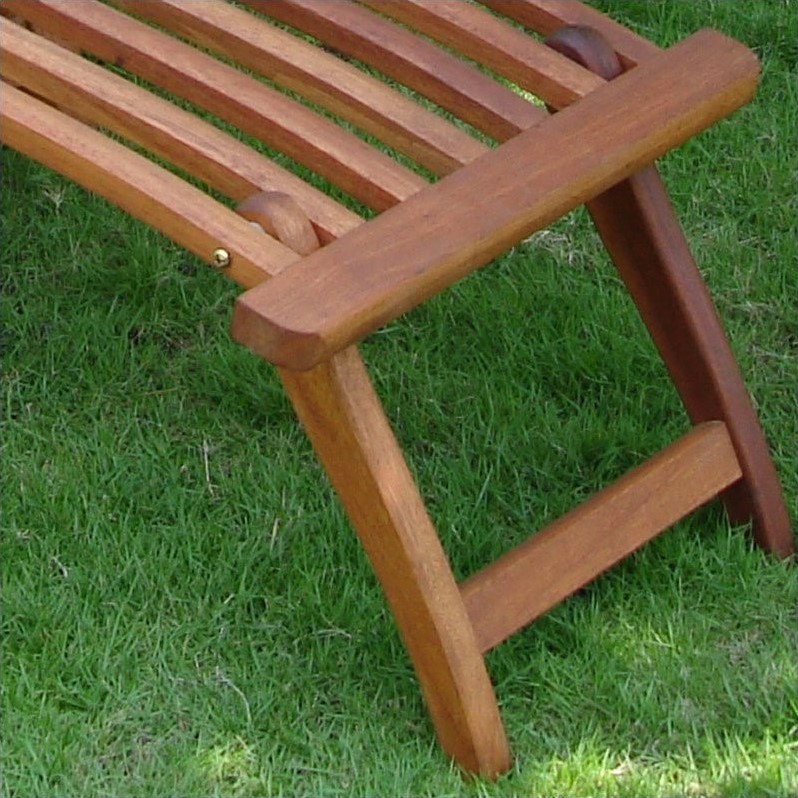 Home Square 2 Piece Wood Reclining Folding Steamer Lounge Set in Brown