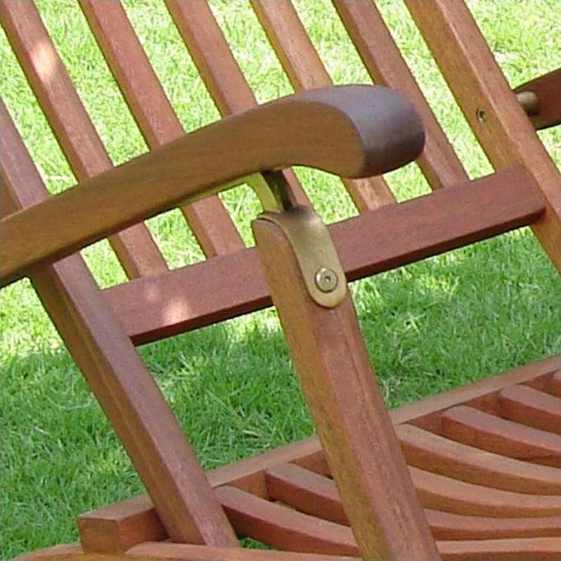 Home Square 2 Piece Wood Reclining Folding Steamer Lounge Set in Brown