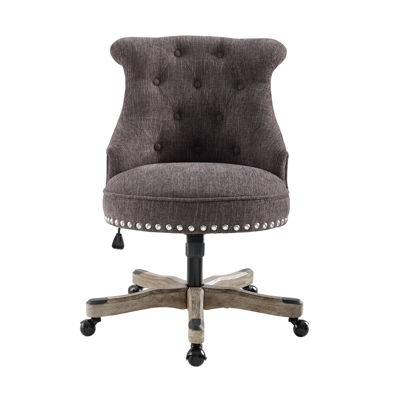Home Square 2 Piece Swivel Polyester Office Chair Set in Charcoal Gray