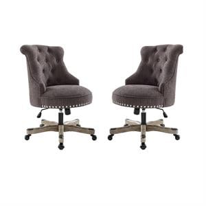 Home Square 2 Piece Swivel Polyester Office Chair Set in Charcoal Gray