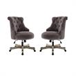 Home Square 2 Piece Swivel Polyester Office Chair Set in Charcoal Gray