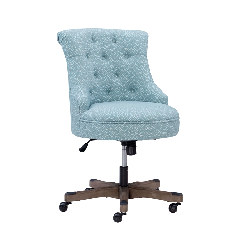 Home Square 2 Piece Swivel Polyester Office Chair Set in Light Blue