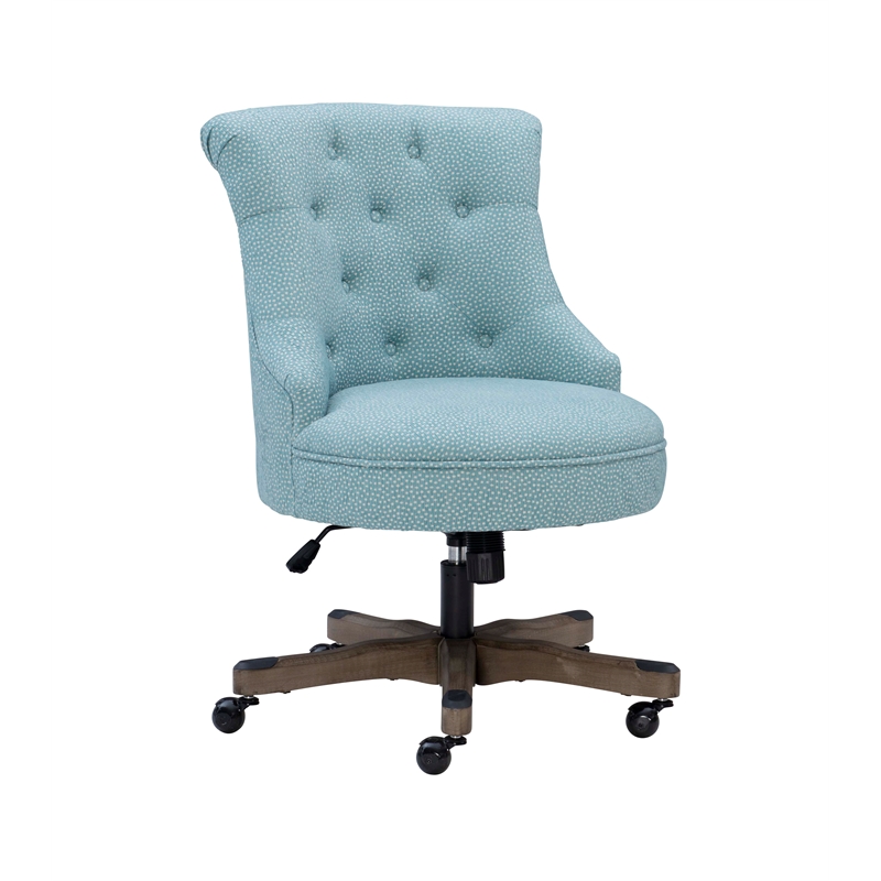 Home Square 2 Piece Swivel Polyester Office Chair Set in Light Blue