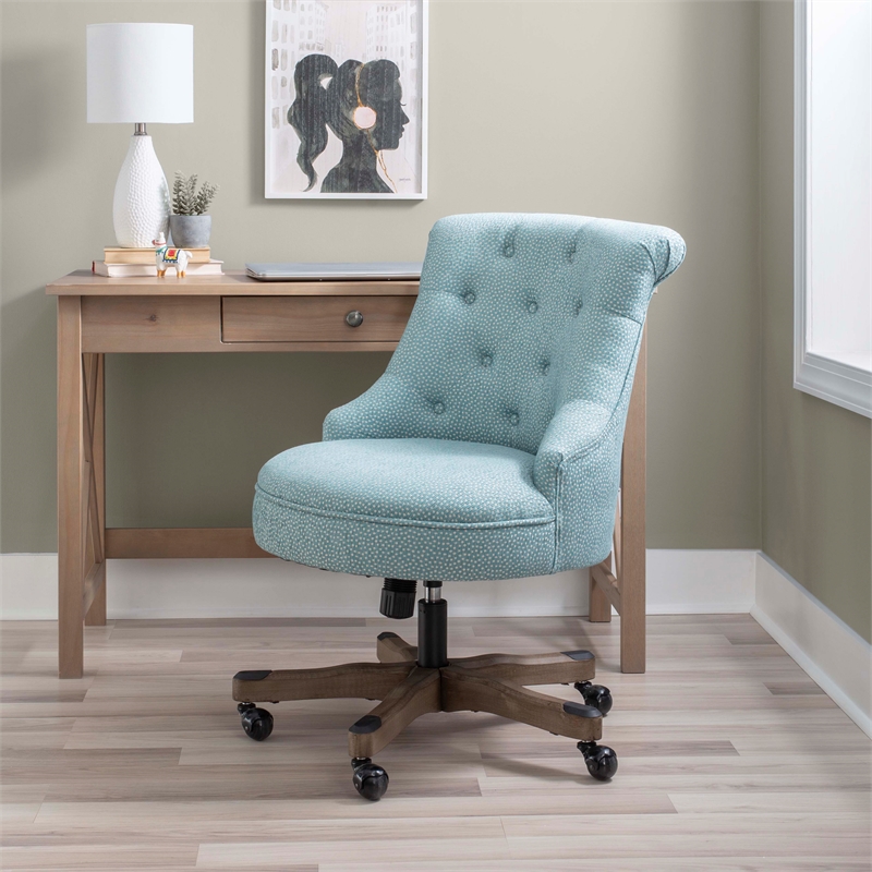 Home Square 2 Piece Swivel Polyester Office Chair Set in Light Blue