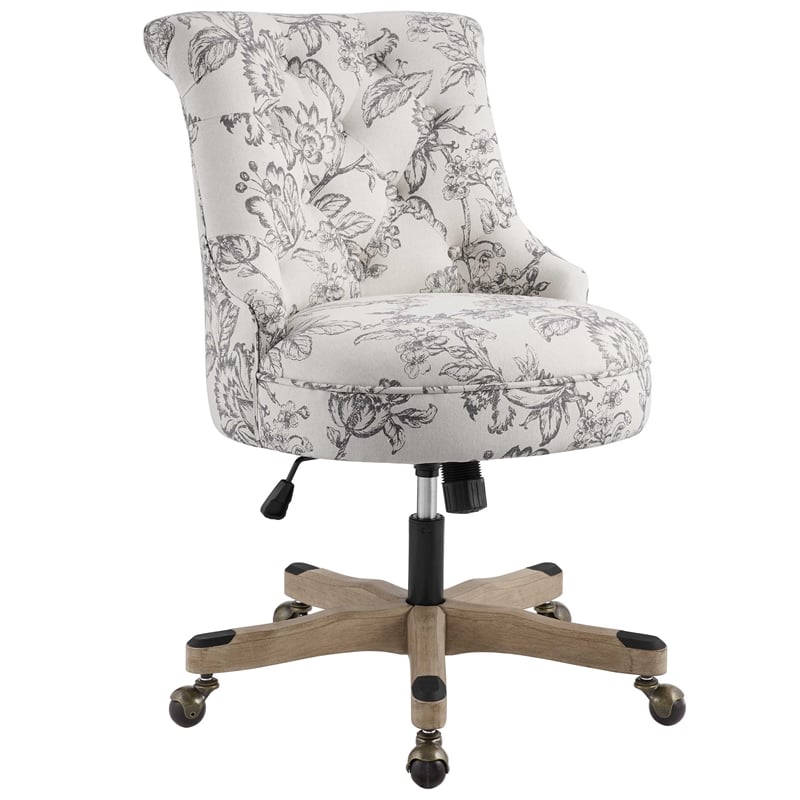 Home Square 2 Piece Sinclair Fabric Office Chair Set in Floral Gray