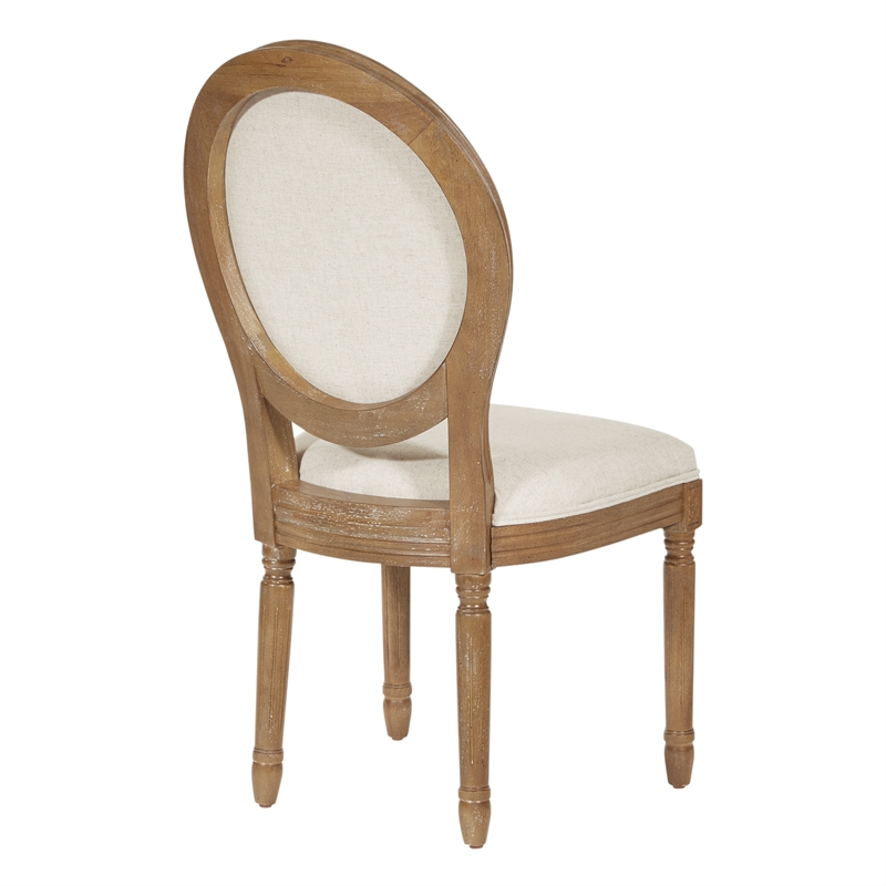 Home Square 2 Piece Brushed Frame Oval Back Linen Chair Set in Beige