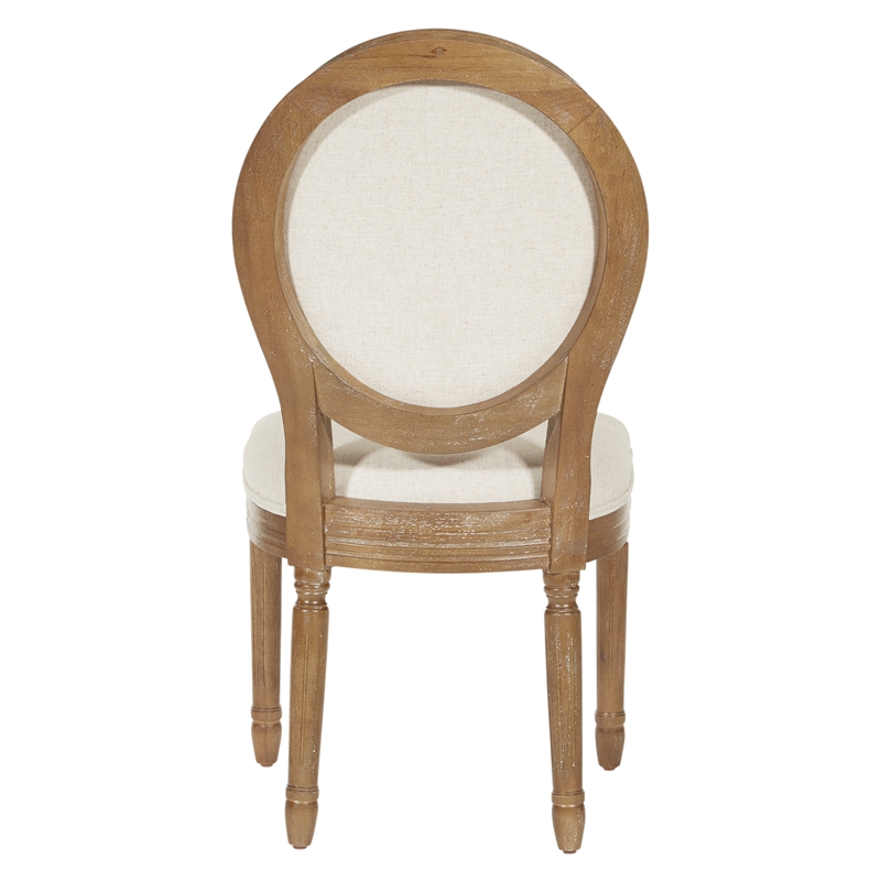 Home Square 2 Piece Brushed Frame Oval Back Linen Chair Set in Beige