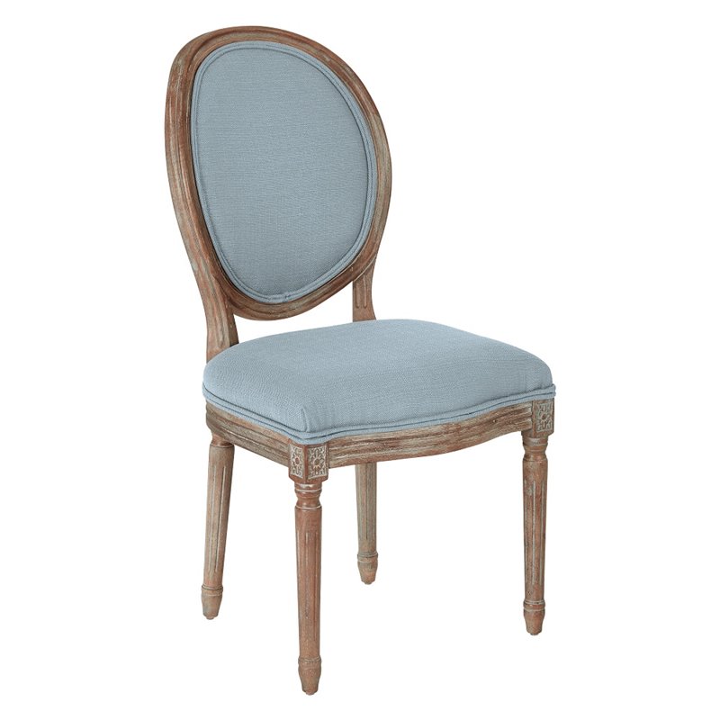 Home Square 2 Piece Brushed Frame Oval Back Fabric Chair Set in Klein Sea Blue