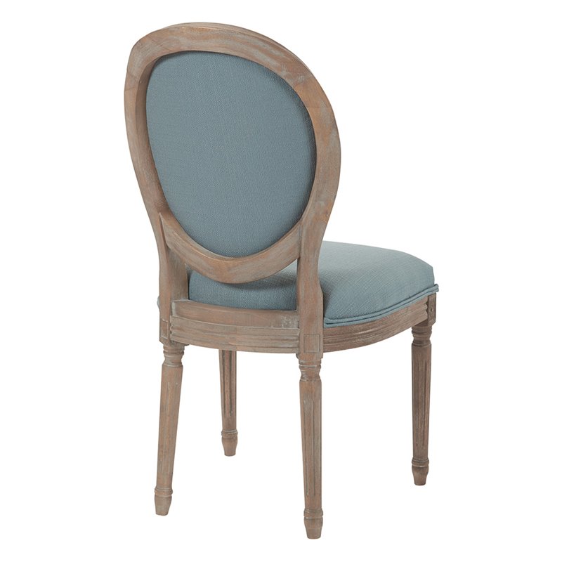 Home Square 2 Piece Brushed Frame Oval Back Fabric Chair Set in Klein Sea Blue
