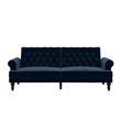 Home Square 2 Piece Upholstered Cassidy Futon- Convertible Sofa Bed Set in Blue