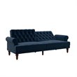 Home Square 2 Piece Upholstered Cassidy Futon- Convertible Sofa Bed Set in Blue