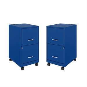 home square 2 drawer metal mobile vertical filing cabinet set in blue (set of 2)