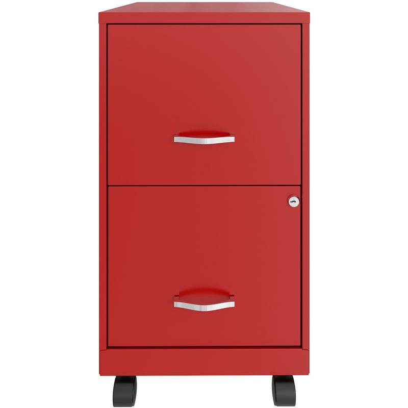 Home Square 2 Drawer Mobile Filing Cabinet Set in Red (Set of 2)