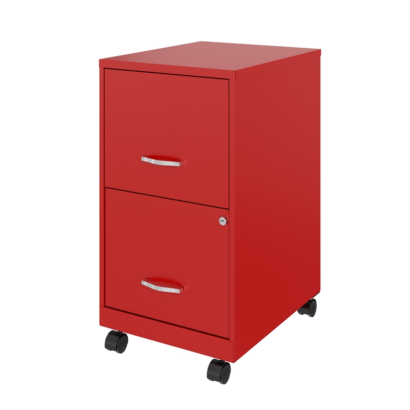Home Square 2 Drawer Mobile Filing Cabinet Set in Red (Set of 2)