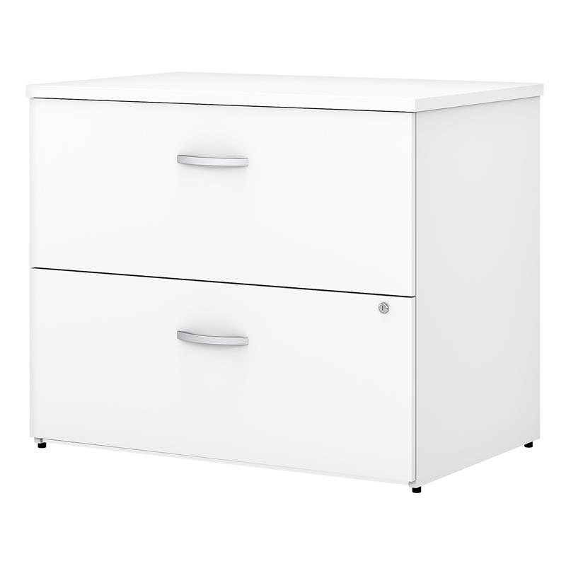 Home Square 2 Drawer Lateral Wood Filing Cabinet Set in Pure White (Set of 2)