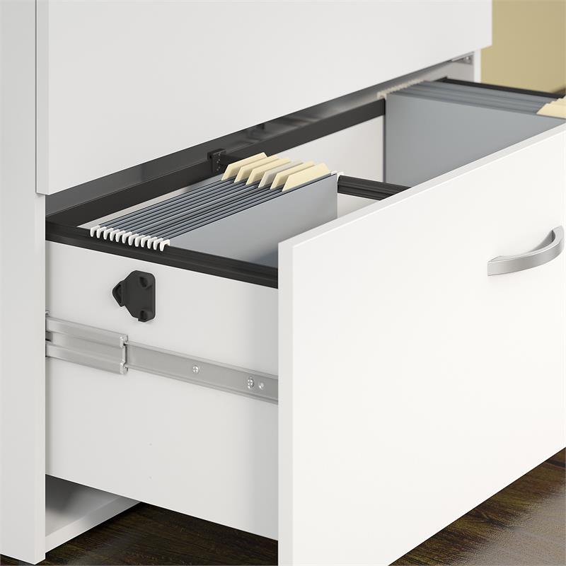 Home Square 2 Drawer Lateral Wood Filing Cabinet Set in Pure White (Set of 2)