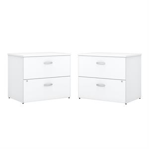 Home Square 2 Drawer Lateral Wood Filing Cabinet Set in Pure White (Set of 2)