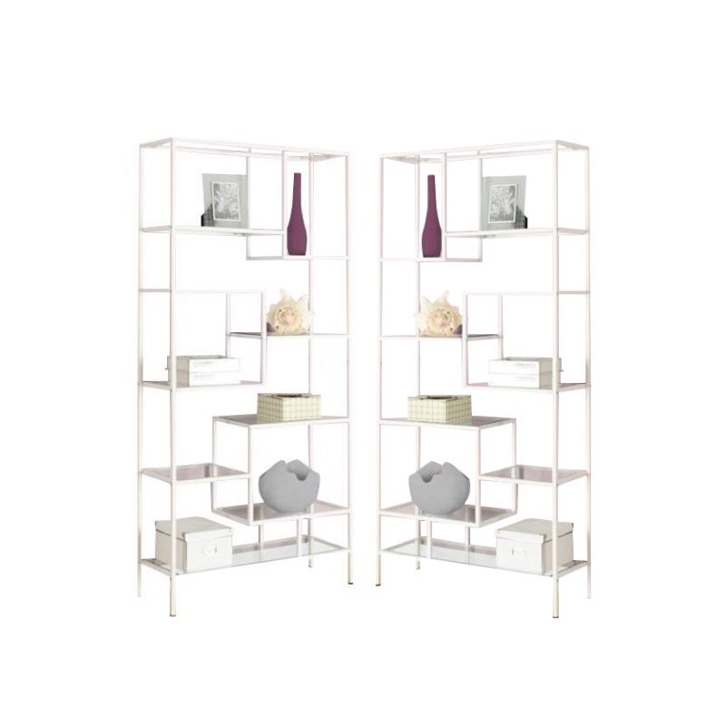 Home Square 2 Piece Modern Metal Bookcase Set in White Finish
