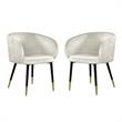 Home Square 2 Piece Upholstery Velvet Dining Chair Set in Cream