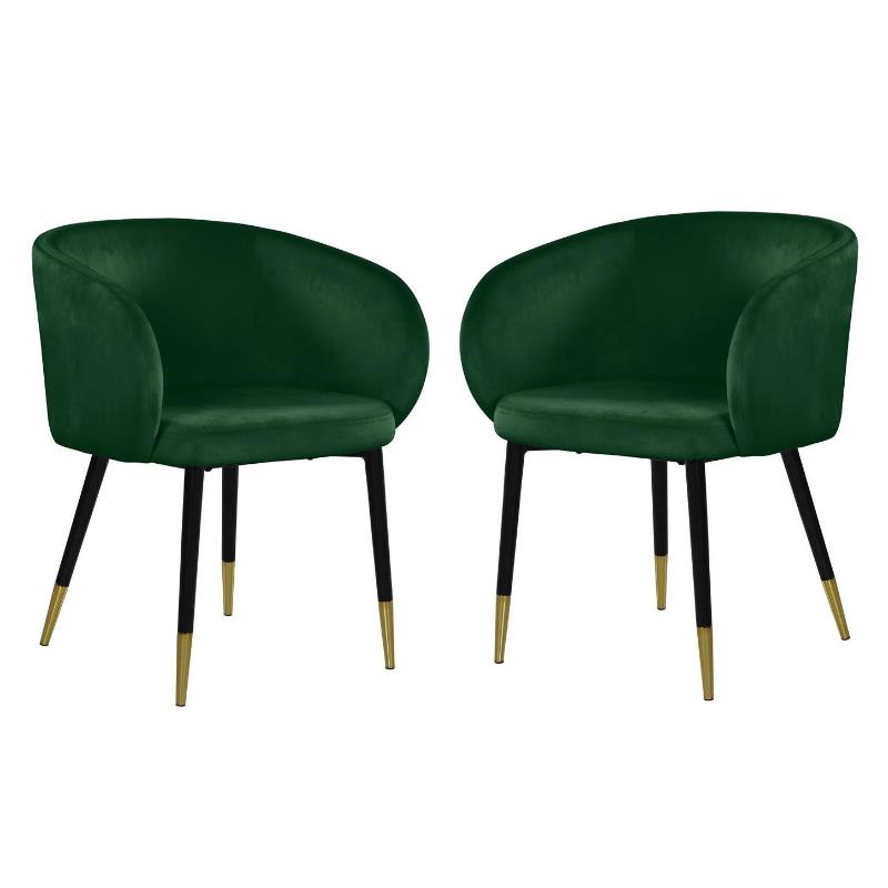 Home Square 2 Piece Upholstery Velvet Dining Chair Set in Green