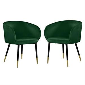 Home Square 2 Piece Upholstery Velvet Dining Chair Set in Green