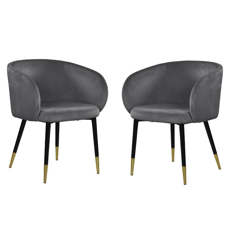 Home Square 2 Piece Upholstery Velvet Dining Chair Set in Gray