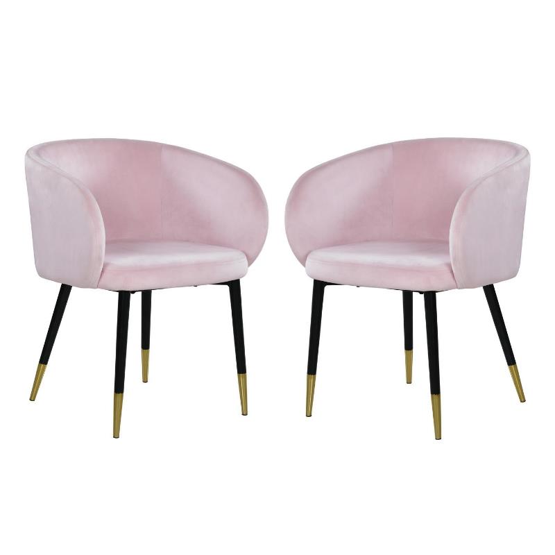 Home Square 2 Piece Upholstery Velvet Dining Chair Set in Pink
