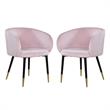 Home Square 2 Piece Upholstery Velvet Dining Chair Set in Pink