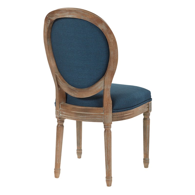 Home Square 2 Piece Brushed Frame Oval Back Fabric Chair Set in Klein Azure Blue