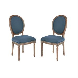 home square 2 piece brushed frame oval back fabric chair set in klein azure blue