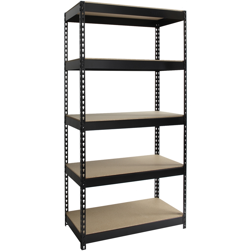 Home Square Steel Shelving 5-Shelf Storage Unit Set in Black (Set of 2)
