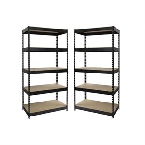 Home Square Steel Shelving 5-Shelf Storage Unit Set in Black (Set of 2)