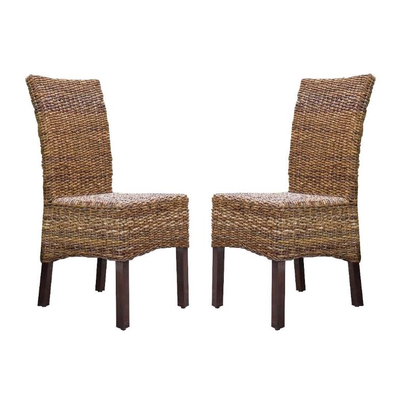 Home Square 2 Piece Arizona Woven Abaca Dining Chair Set in Brown