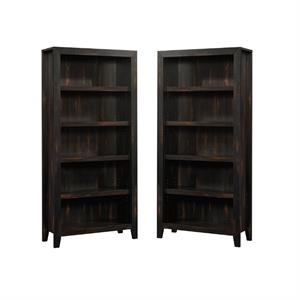 home square 5 shelf engineered wood bookcase set in char pine (set of 2)