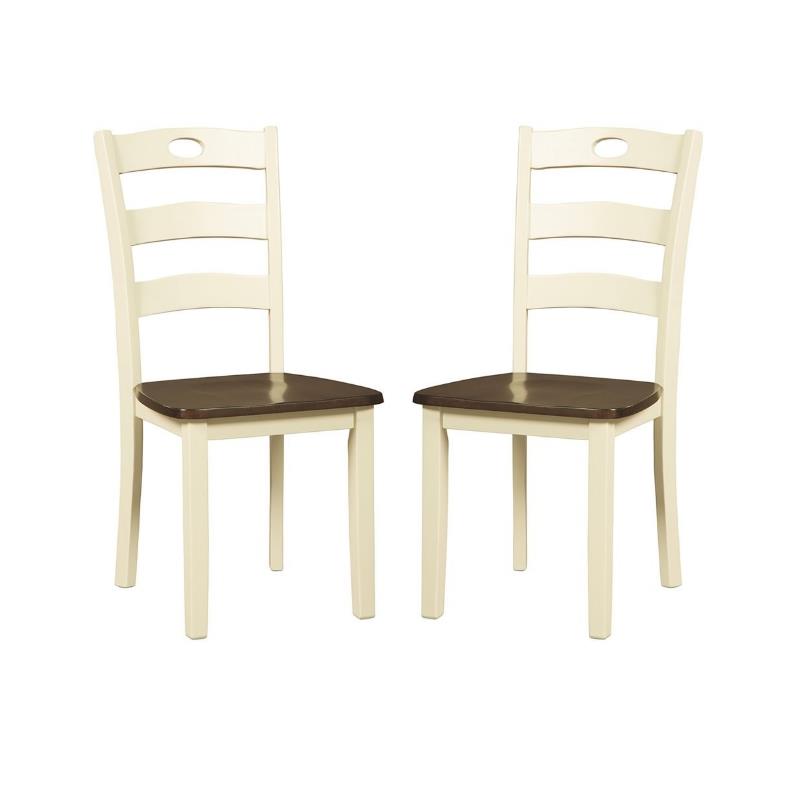 Home Square 2 Piece Wood Dining Side Chair Set in Cream and Brown