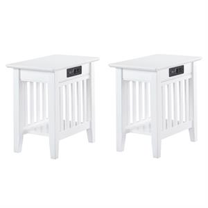 Home Square 2 Piece Mission Charger Chair Side Table Set in White