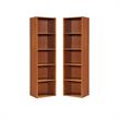 Home Square 5 Shelf Multi-Purpose Wooden Bookcase Set in Cherry (Set of 2)
