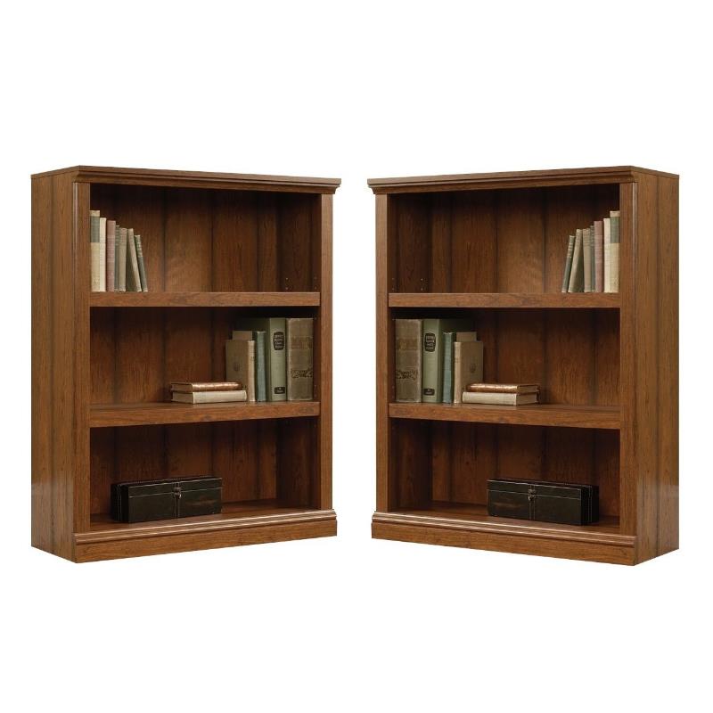 Home Square 3 Shelf Wood Bookcase Set in Washington Cherry (Set of 2)