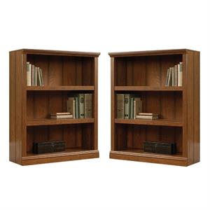 Home Square 3 Shelf Wood Bookcase Set in Washington Cherry (Set of 2)