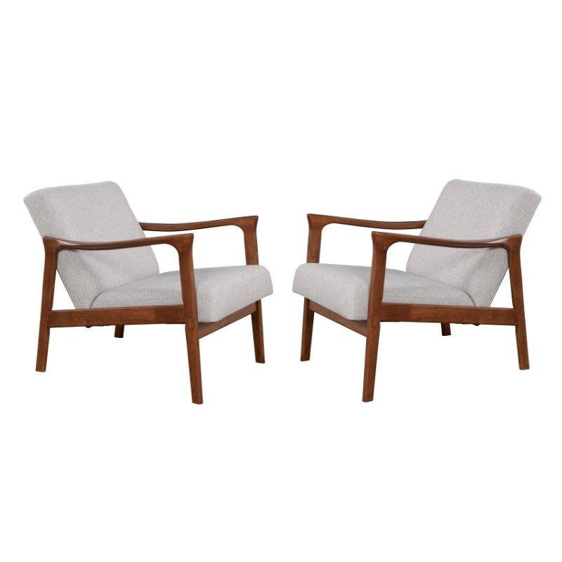 Home Square 2 Piece Slate Wood Lounge Chair Set in Brown-Gray