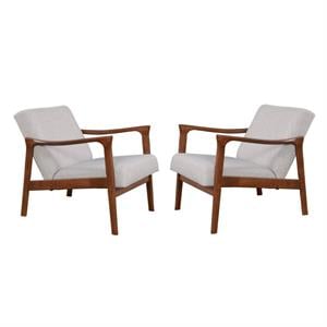 Home Square 2 Piece Slate Wood Lounge Chair Set in Brown-Gray