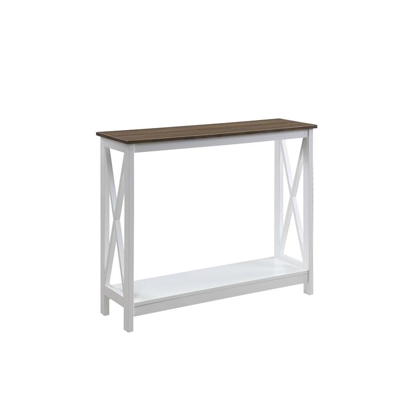 Home Square 2 Piece Farmhouse Driftwood Console Table Set in White
